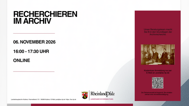 Einladung zur Online-Veranstaltung | Recherchieren im Archiv Einladung zur Online-Veranstaltung | Recherchieren im Archiv